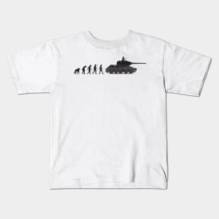 Humorous design on the theme of evolution and tanks Kids T-Shirt